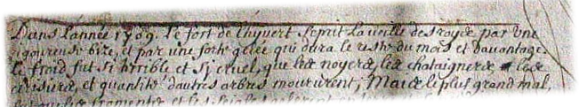 Extrait du registre de 1709